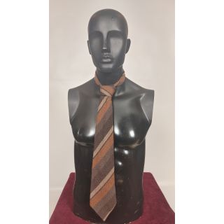 Krawat wełniany w brązowe pasy