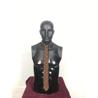 Krawat brązowy w beżowe romby