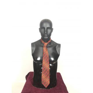 Krawat w wzory bordowo-czarno-zlote