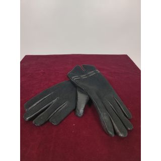 Rękawiczki materiałowo-ekoskórzane, czarne