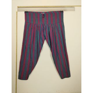 Spodnie fioletowo-seledynowo-różowo-złote