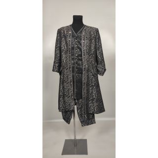 Komplet szlachecki, zdobiony, czarno srebrny (spodnie, kamizelka, surdut)