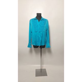 Koszula męska błękitna z dodatkowym pomarszczonym materiałem na gorsecie