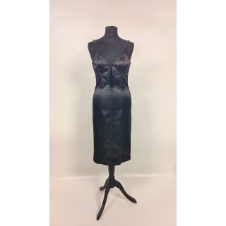 Sukienka satynowa czarna mini na ramiączkach