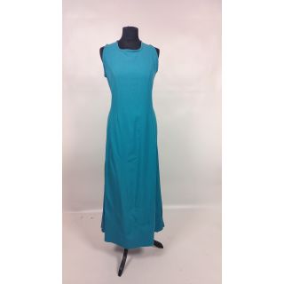 Sukienka prosta, niebieska bawełniana, bez rękawów, z tyłu ściągana sznurkiem