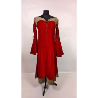 Sukienka 'Isobel emperor red' Iron Fortress, czerwona z rozszerzanymi doczepianymi rękawami 
