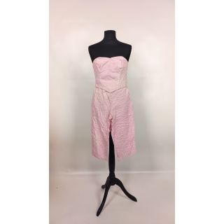 Różowy komplet (spodnie bluzka-gorset)