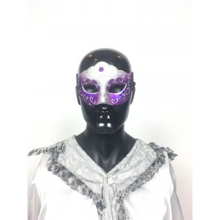 Maska wenecka srebrno/fioletowa z brokatem