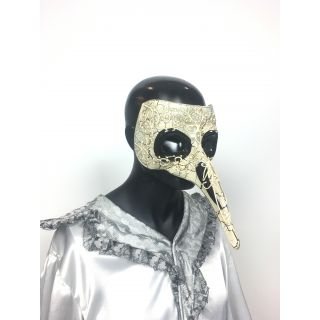 Maska z nosem, beżowa, czarne obwódki wokół oczu