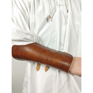Karwasze / rękawice skórzane skórzane brązowe, zapinane na 3 sprzączki