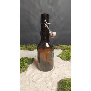Butelka szklana ciemny brąz z zamknięciem