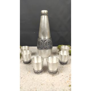 Buteleczka srebrna ozdobna z 6 kieliszkami